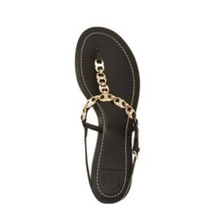 Tory Burch NWT Gemini Link T strap Sandals Black 9